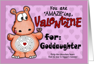 Valentine for Goddaughter Hippo and Chocolate Maze card