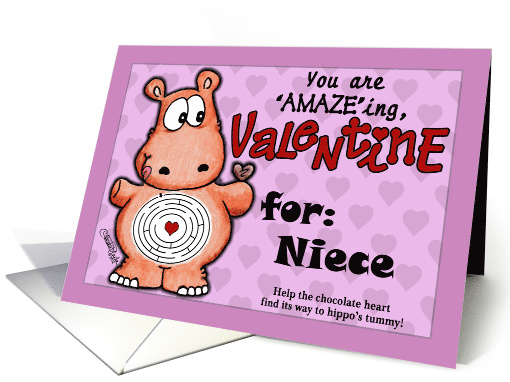 Valentine for Niece Hippo and Chocolate Maze card (919736)