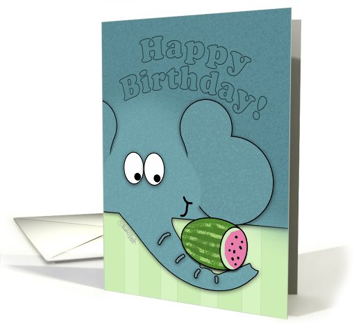 Happy Birthday- Elephant with Watermelon card (921412)