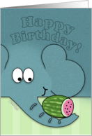 Happy Birthday- Elephant with Watermelon card
