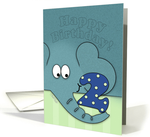 Happy Birthday for Two Year Old- Elephant with Number Two card