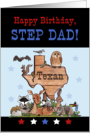 Happy Birthday for Texan Step Dad Native Texas Animals card