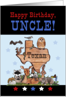 Happy Birthday for Texan Uncle Native Texas Animals card