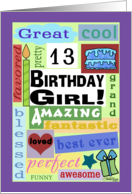 Happy Birthday for 13 Year Old Girl Good Word Subway Art card