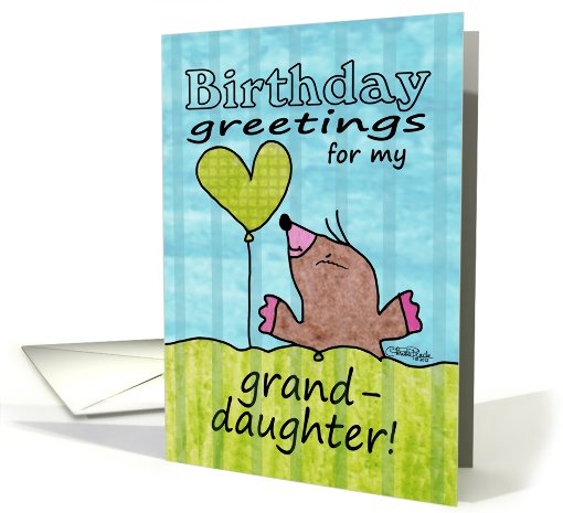 Happy Birthday for Granddaughter-Mole with Balloon card (924435)