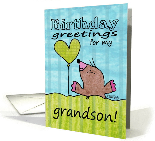 Happy Birthday for Grandson-Mole with Balloon card (924436)