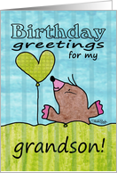 Happy Birthday for Grandson-Mole with Balloon card