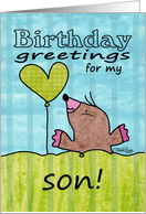 Happy Birthday for Son-Mole with Balloon card