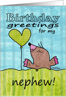 Happy Birthday for Nephew-Mole with Balloon card