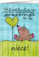 Happy Birthday for Niece-Mole with Balloon card