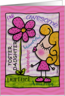 Happy Birthday for Foster Daughter- Little Girl with Flower card