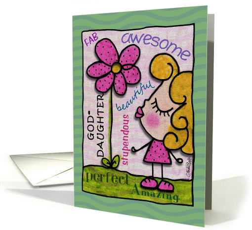 Happy Birthday for Goddaughter- Little Girl with Flower card (925011)