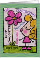 Happy Birthday for Goddaughter- Little Girl with Flower card