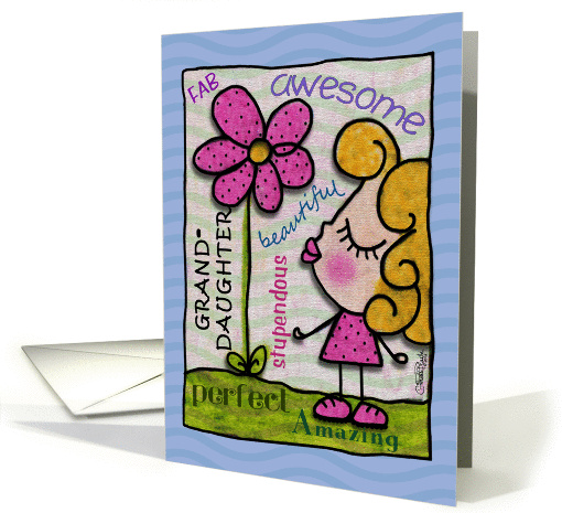 Happy Birthday for Granddaughter- Little Girl with Flower card