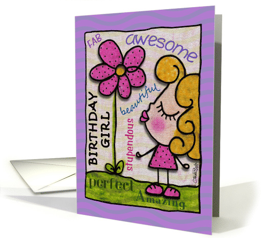 Happy Birthday for Birthday Girl Little Girl with Flower card (925018)