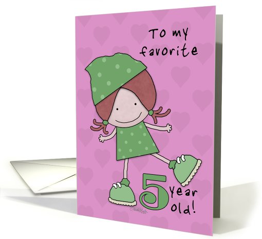 Happy Birthday for Five Year Old Girl- Leaping Girl card (925679)