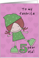 Happy Birthday for Five Year Old Girl- Leaping Girl card