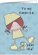 Happy Birthday for Three Year Old Girl- Leaping Girl card