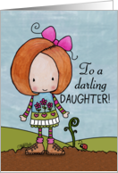 Happy Birthday for Daughter Red Head and Sprout card