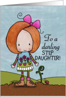 Happy Birthday for Step Daughter Red Head and Sprout card