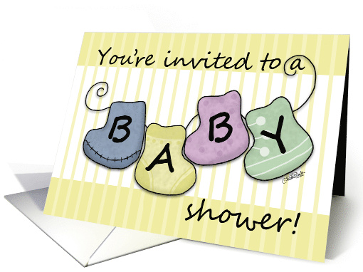 Baby Shower Invitation BABY Booties card (934362)