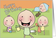 Happy Birthday from Daycare Provider Babysitter Babies in Playroom card