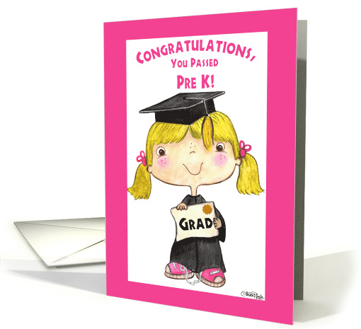 Little Pre K Graduate Girl Blond Hair Brown Eyes card (935660)