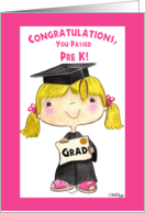 Little Pre-K Graduate Girl Blond Hair Brown Eyes card