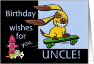 Birthday for Uncle Skateboarding Dog yEARS Fly By card