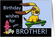 Birthday for Brother Skateboarding Dog yEARS Fly By card