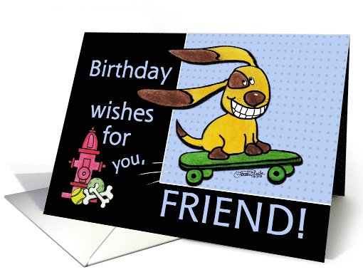 Birthday for Friend Skateboarding Dog yEARS Fly By card (936765)