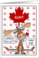 Customizable Canada Day Aunt Funny Grinning Moose Maple Leaf card