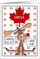 Customizable Canada Day Uncle Funny Grinning Moose Maple Leaf card