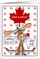 Customizable Canada Day Aunt Uncle Funny Grinning Moose Maple Leaf card