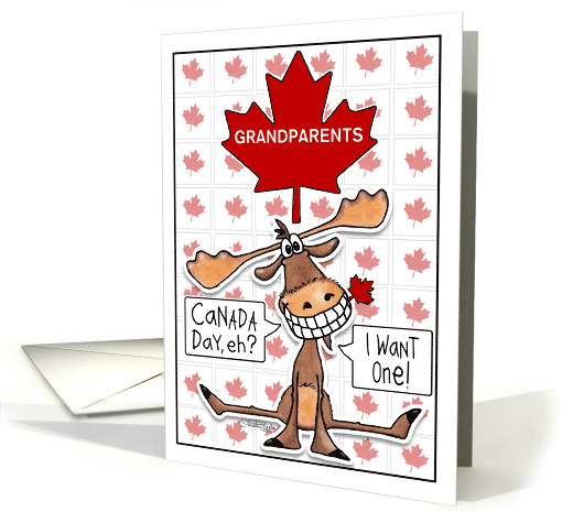 Customizable Canada Day Grandparents Funny Grinning Moose... (938623)