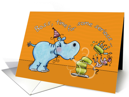 Birthday for Boss-Hippo Makes a Wish card (939182)