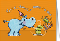 Birthday for Boss-Hippo Makes a Wish card