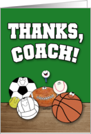 Thanks Coach Sports Ball Characters card