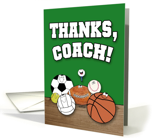 Thanks Coach-Sports Ball Characters card (940552)