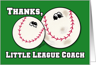 Thanks Little League Coach-Baseball Characters card