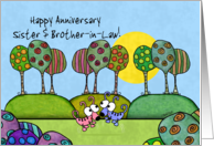 Happy Anniversary to Sister and her Husband Whimsical Dogs and Trees card