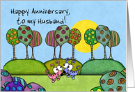 Happy Anniversary to my Husband-Whimsical Dogs and Trees card