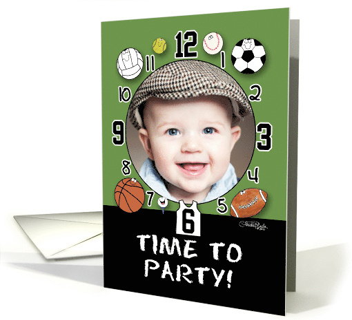 Customizable Birthday Invitation Sports Clock Time to Party card