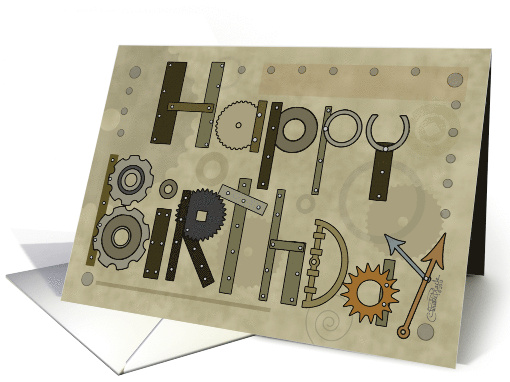 Steampunk Happy Birthday Mechanical Parts Gears card (943134)