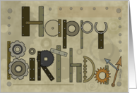 Steampunk Happy Birthday Mechanical Parts Gears card