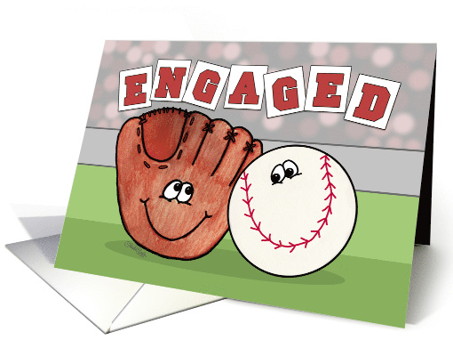 Engagement Announcement Baseball and Catcher's Mitt card (945208)