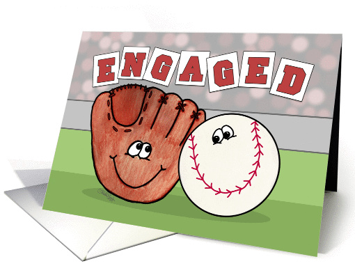 Engagement Announcement-Baseball and Catcher's Mitt card (945208)