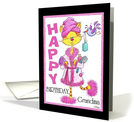 Happy Birthday for Grandma- Pampered Kitty card (947093)