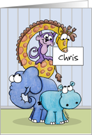Customizable Happy Birthday to Chris Zoo Animals card