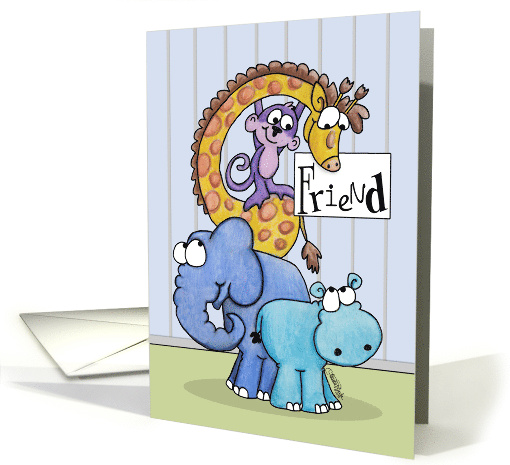 Happy Birthday to Friend Zoo Animals card (948807)